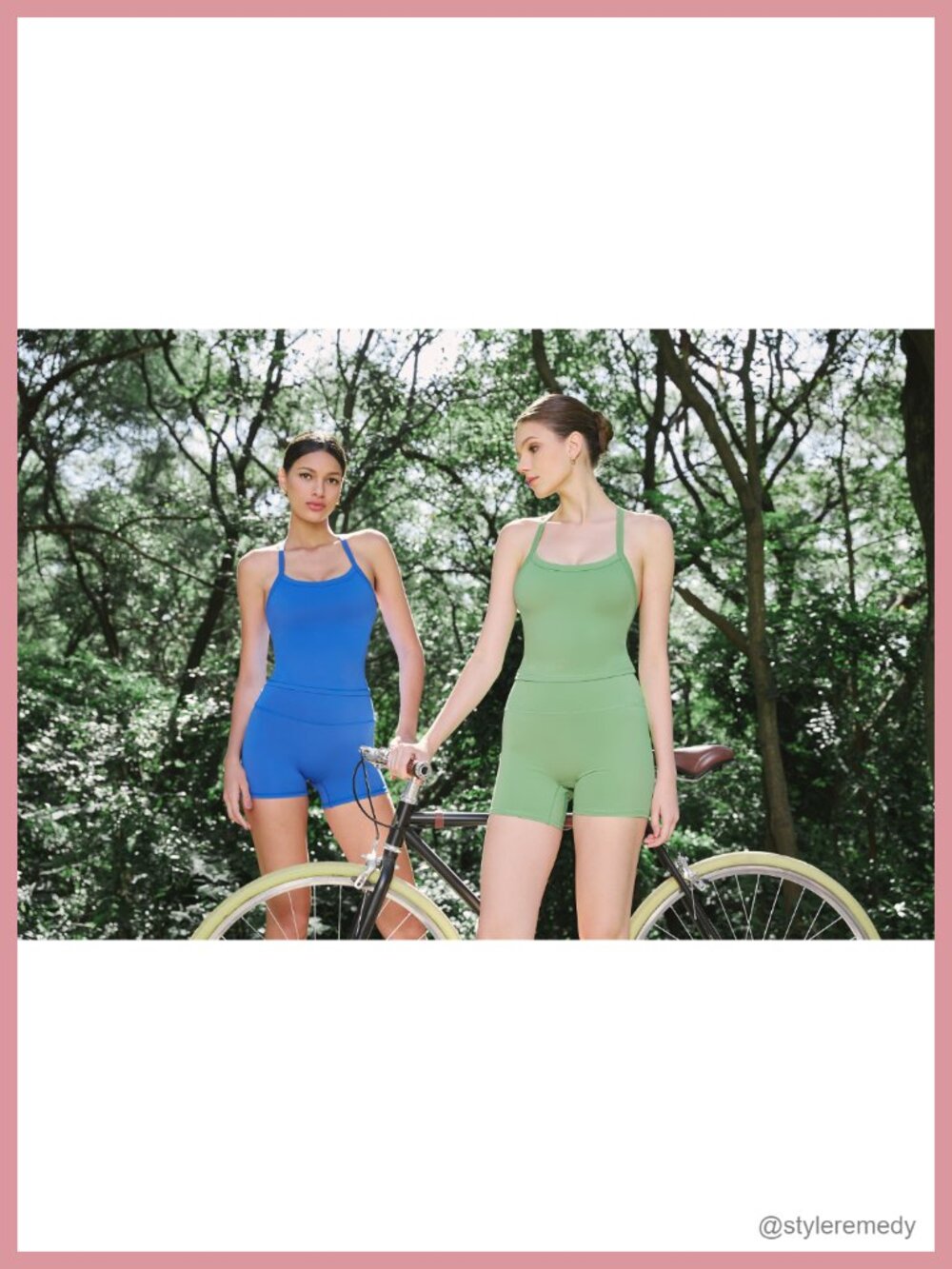 2 Piece Workout Set High Waisted Biker Shorts Halter Tank Top Padded - Picture 6 of 6